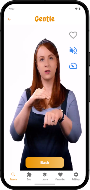 Screenshot of a video depicting the Baby Sign language for Gentle